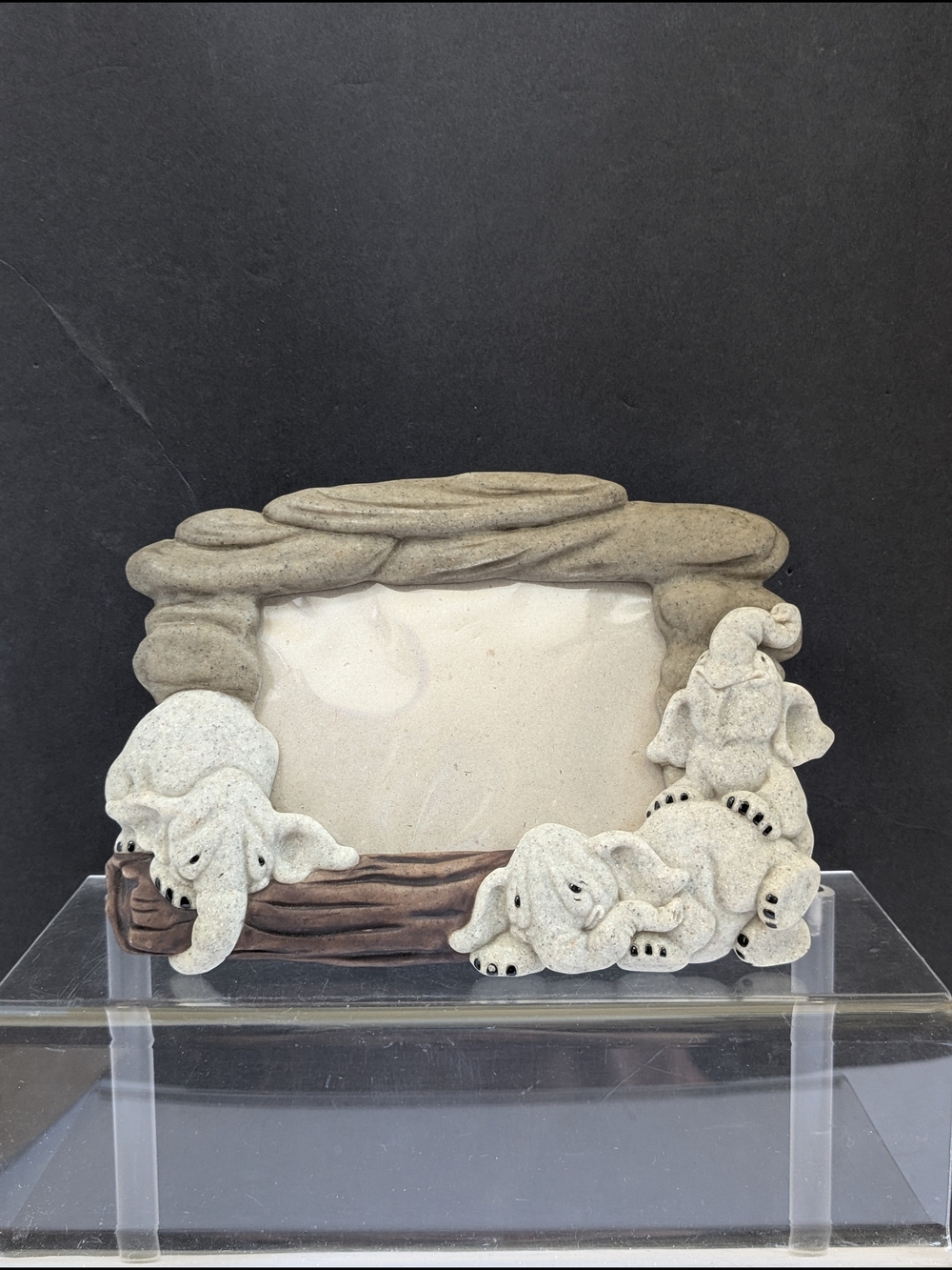 Elephant Family Stone Photo Frame - Neutral Beige